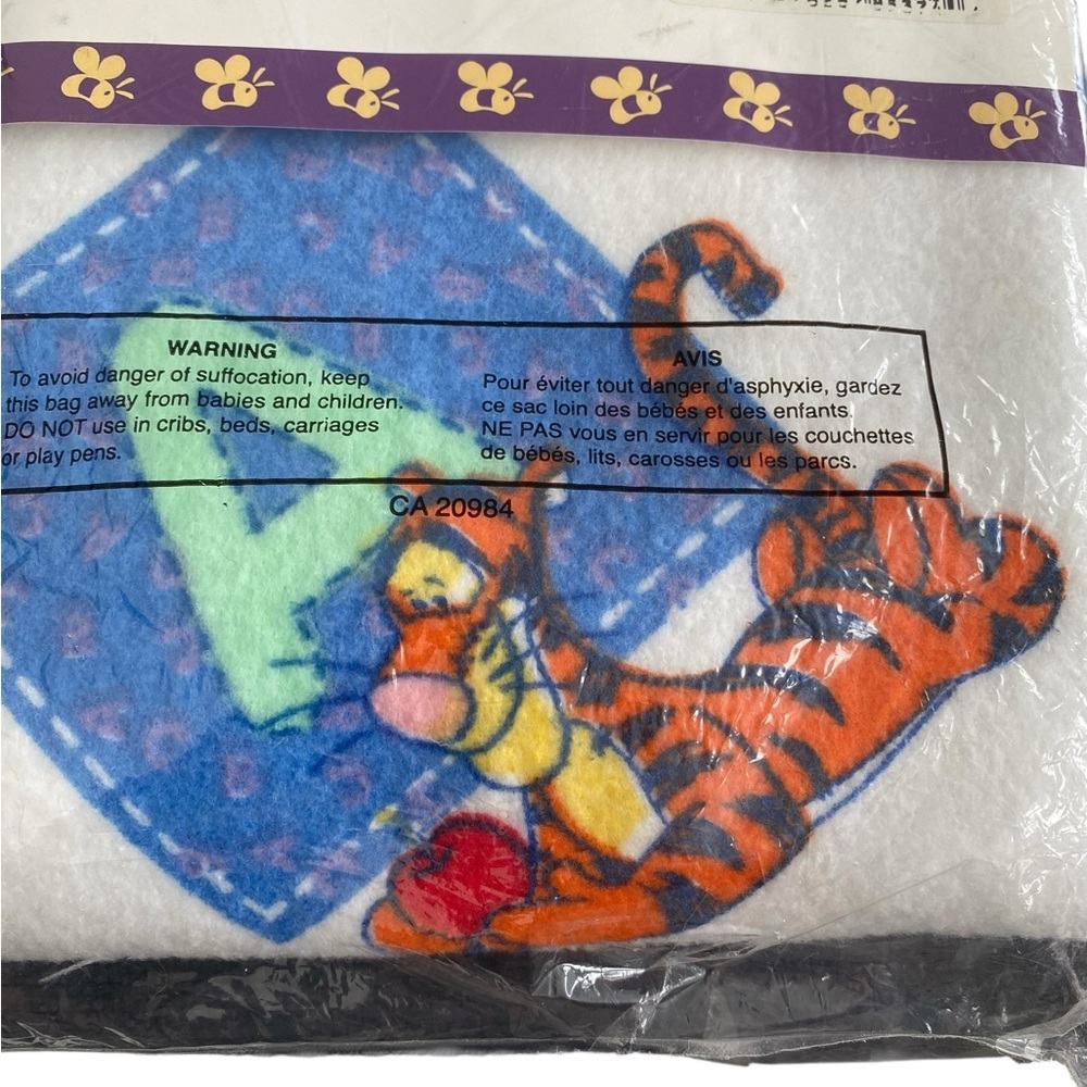 Disney Pooh Baby Blanket with Blue and Orange Accents